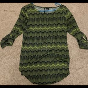 Quarter sleeve bright green and black shirt